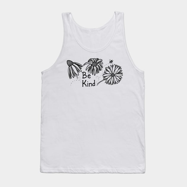 Be Kind - black and white floral Tank Top by FernheartDesign